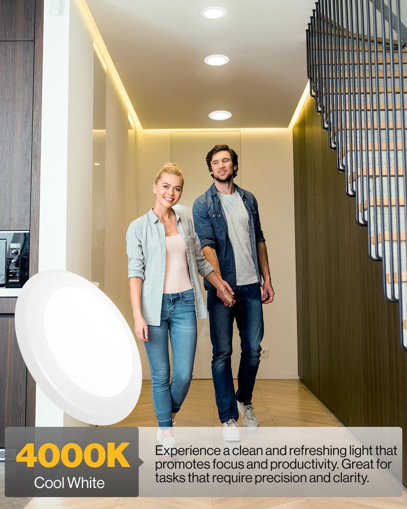 Sunco Lighting Sunco 6 Pack LED Disc Lights Ceiling 6 Inch, Flush Mount Disk Light, Recessed Can Lighting, 1050 LM, 15W (75W Equivalent), 4000K Cool White, Dimmable, Damp Rated ETL. - Image 3